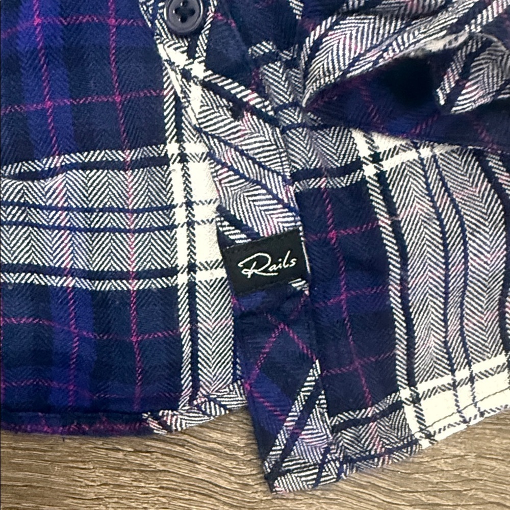 Rails Navy and White Plaid Shirt - Picture 3 of 3